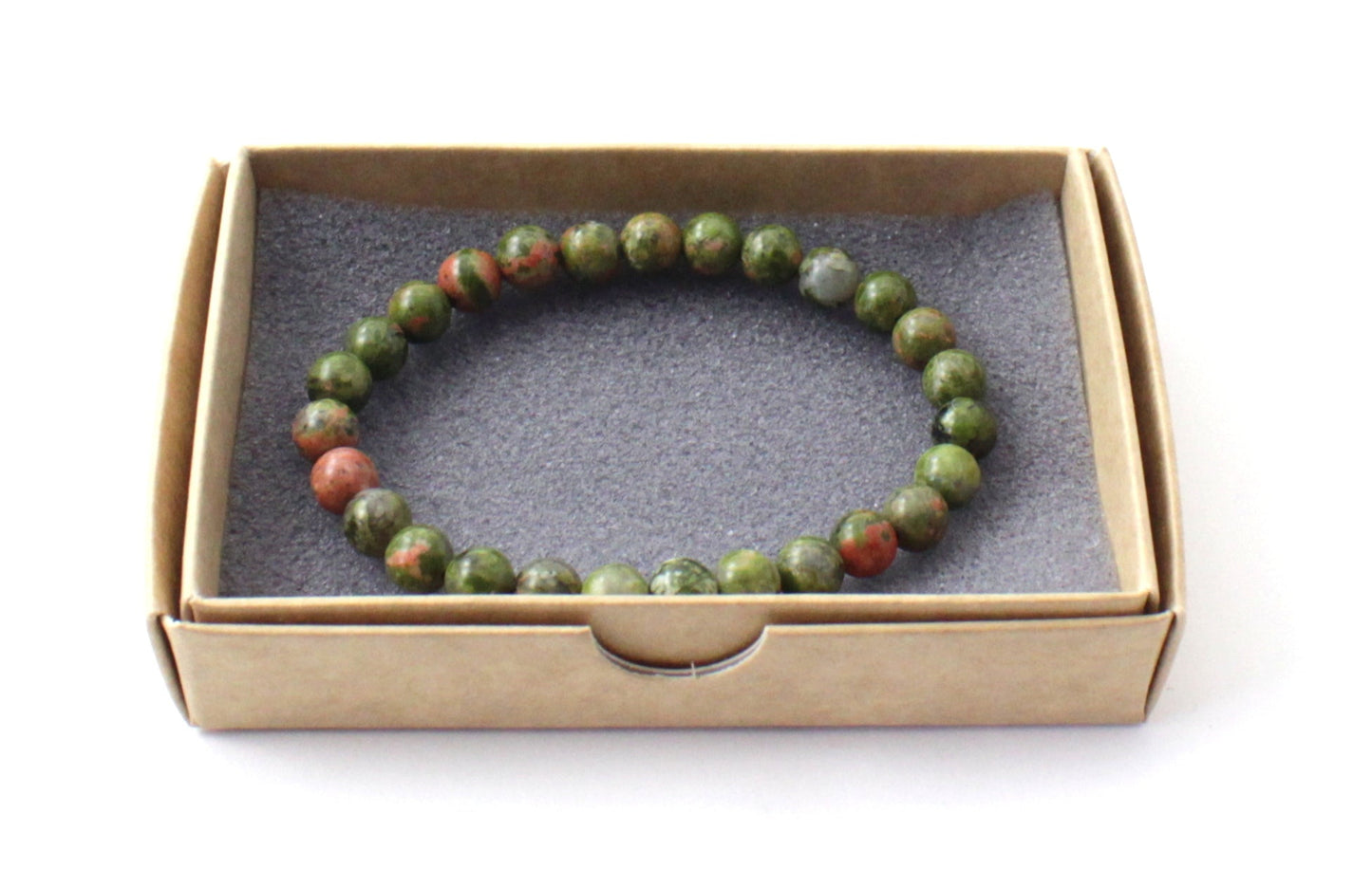 Stretch Bracelet With Unakite Green Gemstones-1