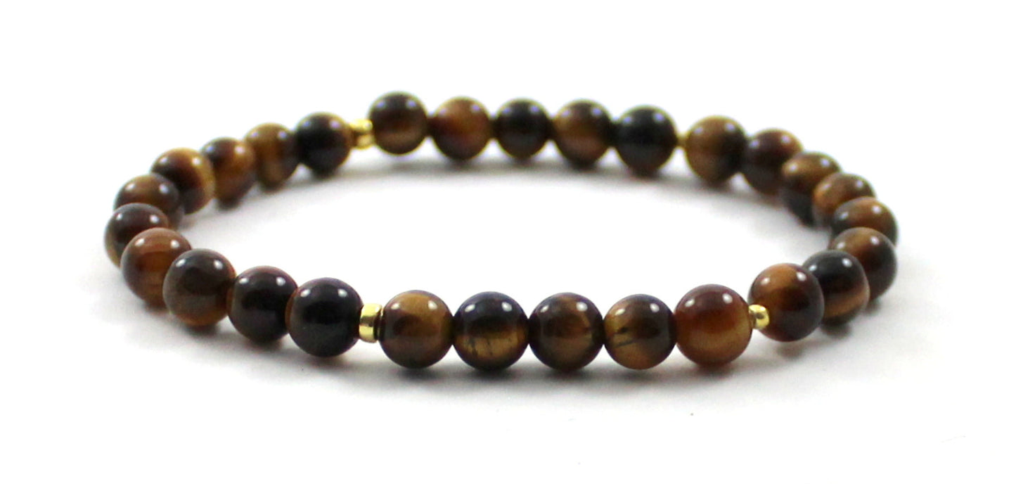 Stretch Bracelets With Silver and Brown Tiger Eye-4
