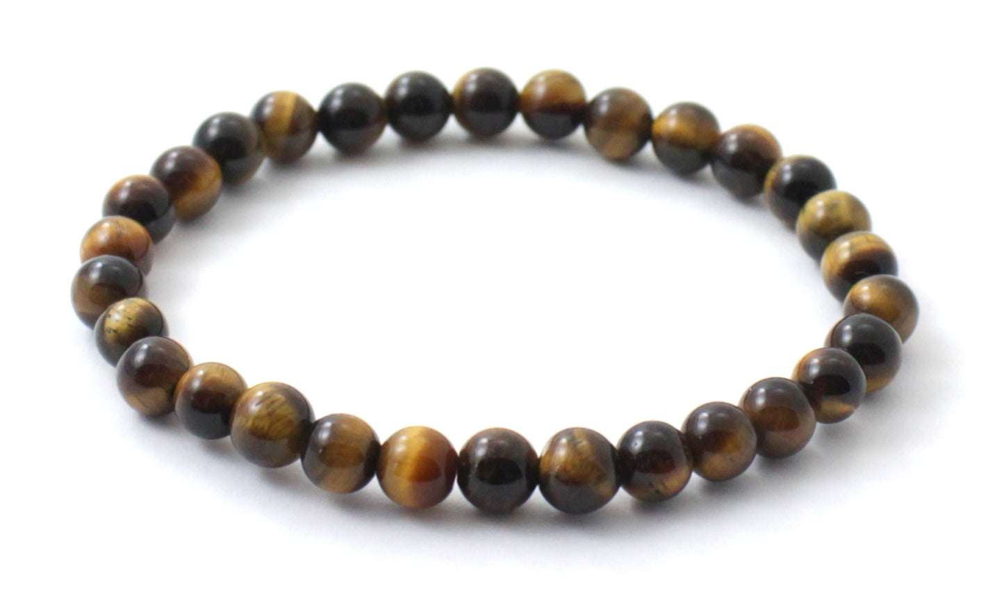 Stretch Bracelets With Silver and Brown Tiger Eye-5
