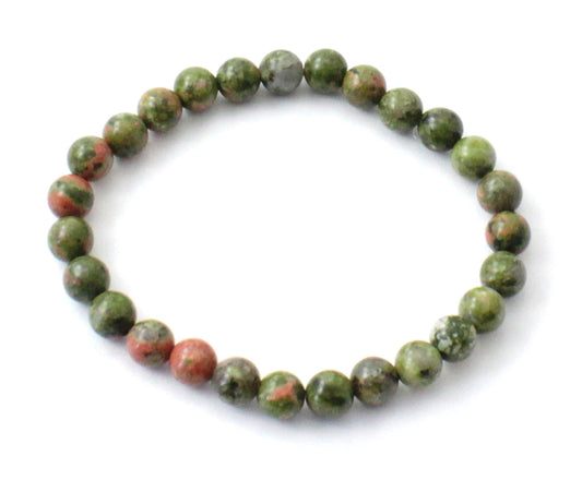 Stretch Bracelet With Unakite Green Gemstones-0