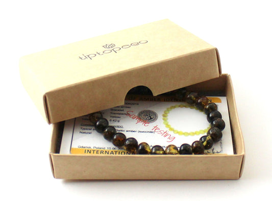 Amber Polished Green Stretch Bracelet for Men-1