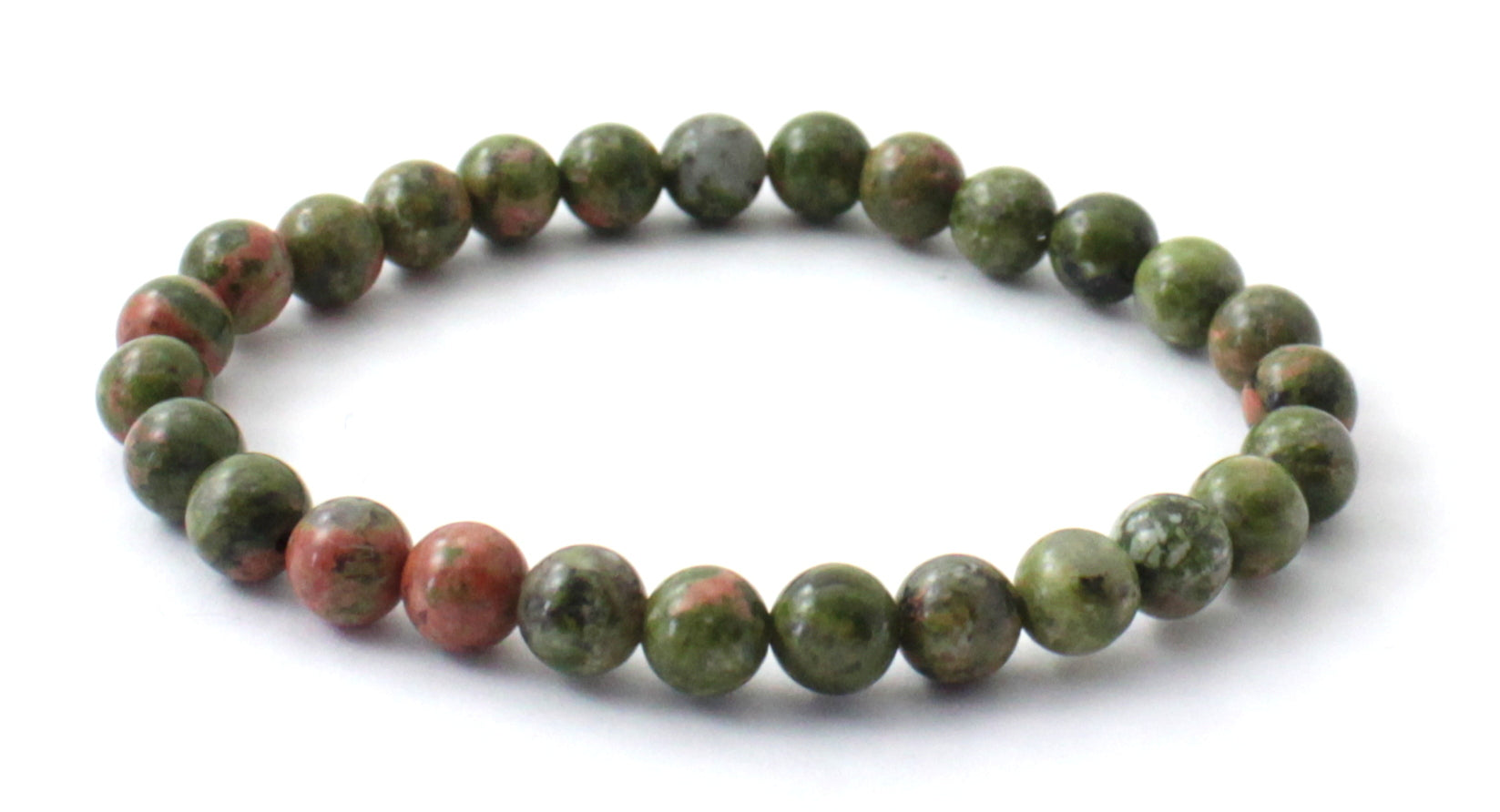 Stretch Bracelet With Unakite Green Gemstones-3