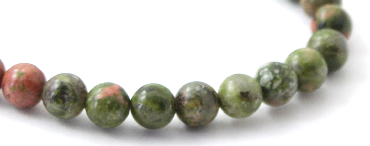 Stretch Bracelet With Unakite Green Gemstones-2