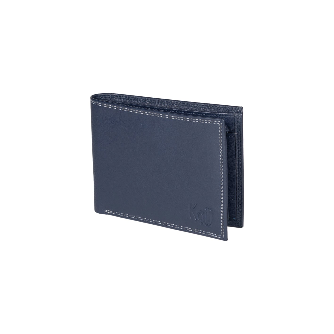 K10203DB | Portafogli Uomo in Vera Pelle pieno fiore, con leggera grana. Colore Blu. Tasca p/monete. Dimensioni da chiuso: cm 12,5 x 9,3 x 1. Confezione: Gift Box rigido fondo/coperchio-0