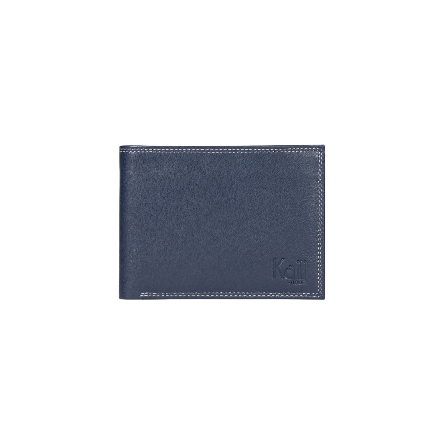 K10203DB | Portafogli Uomo in Vera Pelle pieno fiore, con leggera grana. Colore Blu. Tasca p/monete. Dimensioni da chiuso: cm 12,5 x 9,3 x 1. Confezione: Gift Box rigido fondo/coperchio-2