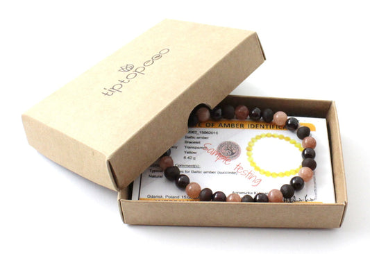 Amber Cherry Unpolished Stretch Bracelet With Sunstone and Garnet-1