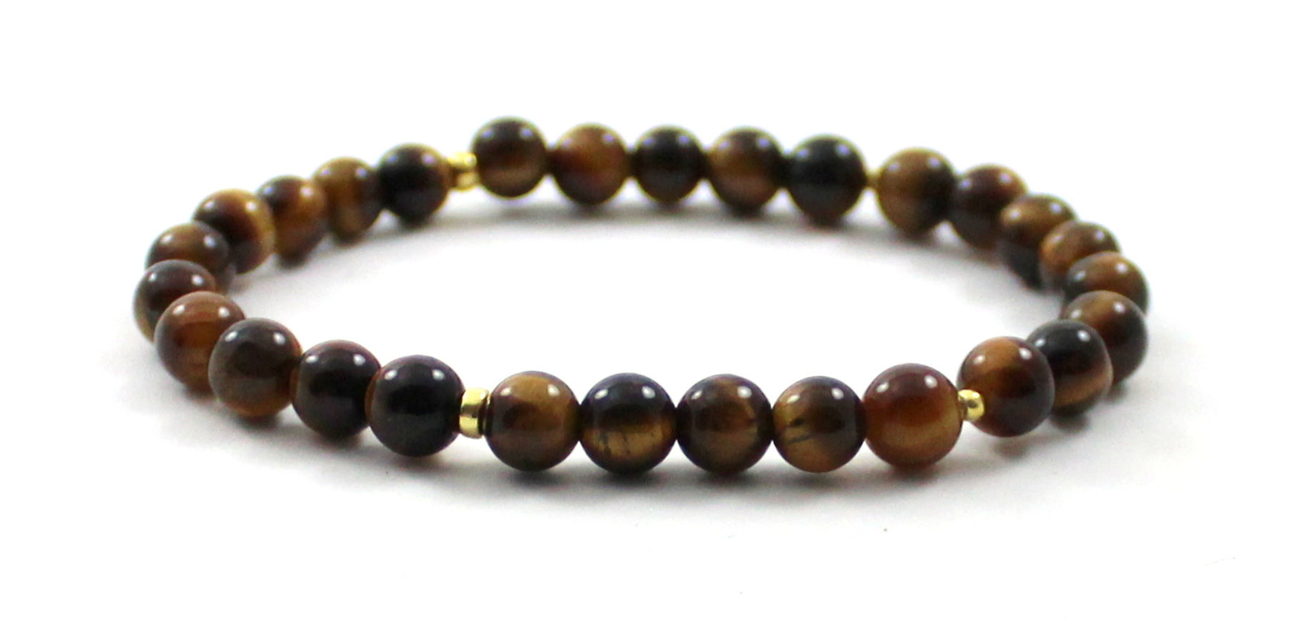 Stretch Bracelets With Silver and Brown Tiger Eye-4