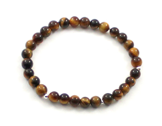 Stretch Bracelets With Silver and Brown Tiger Eye-0